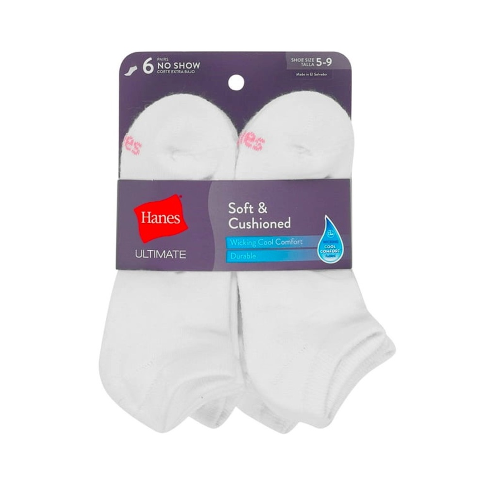 Hanes Ultimate Comfort Ankle Socks 6-Pack White NWTS